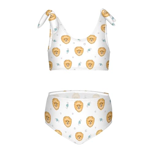 Toddler Girls Bikini Set Puppy Dog Swimsuits Kid Bowknot Swimwear 2 Piece Bathing Suit 3-12T