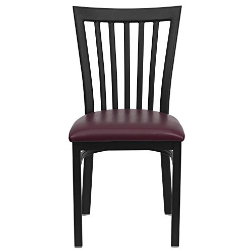Image of Flash Furniture 2 Pack HERCULES Series Black School House Back Metal Restaurant Chair - Burgundy Vinyl Seat