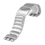For Swatch Men Irony Cinturino for orologio di grandi dimensioni Bracciale in acciaio inossidabile da 23 mm Argento massiccio Fibbia pieghevole nera Compatibile con orologi Swatch(Silver)