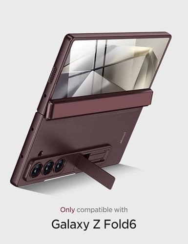 Image of Kapa Magnetic Hinge with Inbuilt Stand Case for Samsung Galaxy Z Fold 6 | Shockproof Stand Hybrid Bumper Back Cover (Wine Red)
