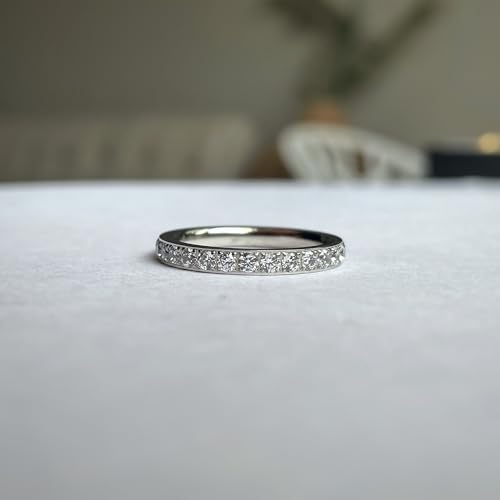 JINEAR 3mm Wedding Bands for Women Eternity Ring 18K Gold Plated Cubic Zirconia Engagement Rings Stackable Anniversary Promise Statement Ring Gift for Her Size 5 to 10