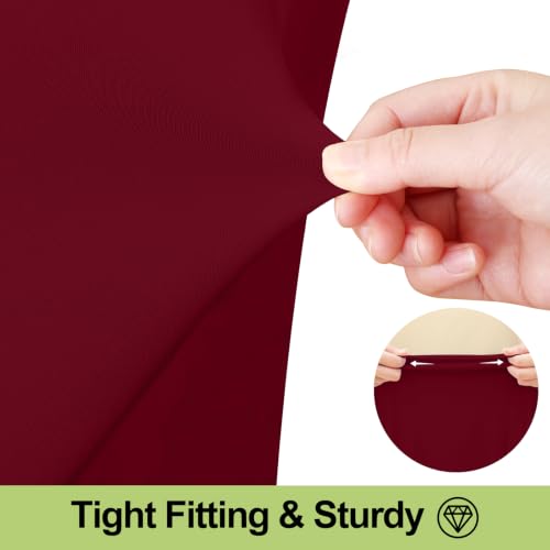 Image of Smiry 2 Pack Spandex Elastic Fitted Table Cloth Skirt for 6FT Table | Stretch Washable Table Cloth, Banquet Table Cover for Wedding, Party, Indoor & Trade Shows, (Wine Red, 72Lx30Wx30H)