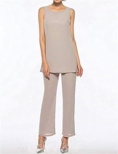 Women's Chiffon Pants Suits 3 Pieces Mother of The Bride Pant Suits for Wedding Formal Pantsuits Outfit3