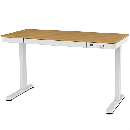 PYKES PEAK S-200 LITE スタンディングデスク 電動 「業界最短クラス!5分~10分での簡単組立て」昇降デスク PCデスク 高さ調節 USB ポート&引き出し付き PSE認証済み「DESIGNED IN JAPAN」パイクスピーク」 メイプルホワイト/MAPLE WHITE