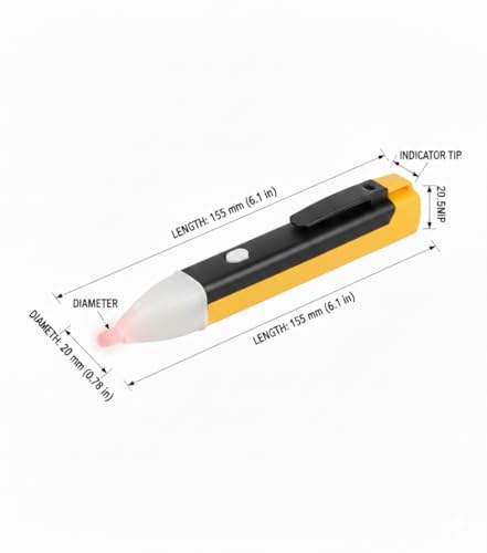 Image of Skypearll Analog Voltage Tester, 90~1000V AC Electric Voltage Power Detector Alert Sensor Tester LED Light Non-Contact Pen Safe Power Sensor for Home & Professional Use, Yellow