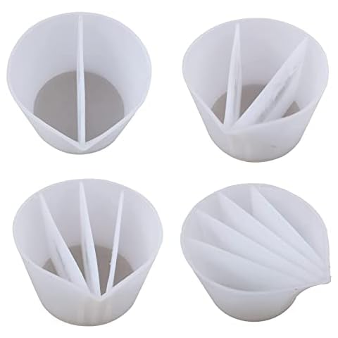 Youehsent 4 Pcs Rusable Silicone Fluid Art Multi Channel Split Cups with Dividers for Paint Pouring, Dirty Pour Reusable Split Silicone Cups for Epoxy and UV Resin Art, for Acrylic Paint Cover