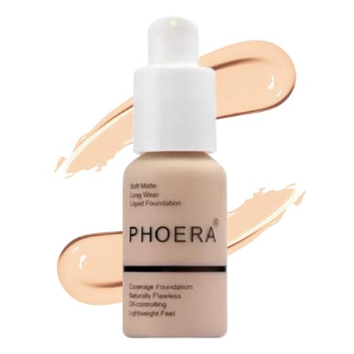 Noble Gifts - Foundation Full Coverage Foundation Soft Matte Oil Control Foundation Makeup Flawless Smooth Long Lasting 24HR Waterproof and Blendable 30ml (102 - Nude)