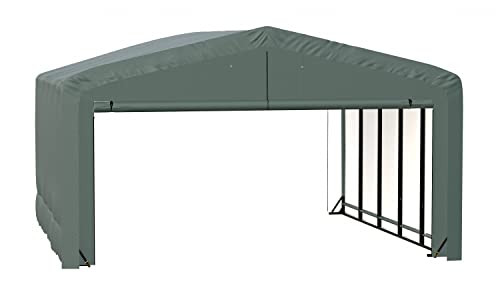 ShelterLogic ShelterTube Garage & Storage Shelter, 20' x 23' x 12' Heavy-Duty Steel Frame Wind and Snow-Load Rated Enclosure, Green -  SQAADD0104C02002312