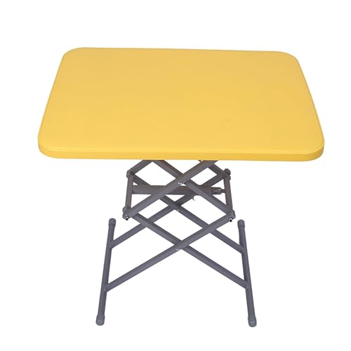 スタンディングデスク 卓上 昇降デスク 小さめ ?量 高さ調整可能 折りたたみテーブル収納 組み立て不要 コーヒーテーブル 昇降式サイドデスク 座位 64*44.5*67cm PE板+鋼管製で 屋外および家庭用 (イエロー)
