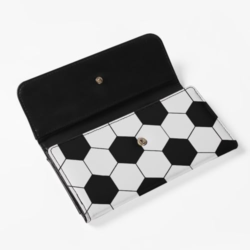 Image of AFPANQZ Womens Wallets Leather Trifold Multi Card Holder Slots Wallet, American Flag Football Elegant Clutch Phone Holder Trifold Purses Zip Coins Pocket, Buckle Closure Clutch