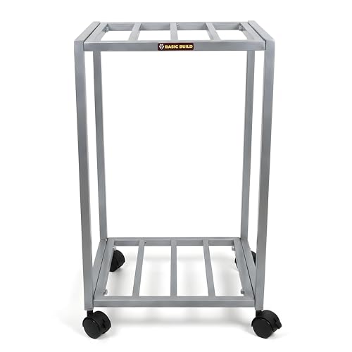 Image of Premium 2-Layer Water Dispenser Trolley Stand ? Strong Metal Frame with Locking Wheels | Fits 20L 25L Water Jars, Bottles & Cans | Silver Multipurpose Storage Rack(Silver)