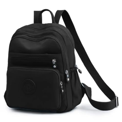 Genérico Mochila Feminina Moderna Leve Escolar Trabalho Passeio, Fofa Leve Moderna Impermeável Nylon, Preta, 38 cm x 30 cm x 13 cm