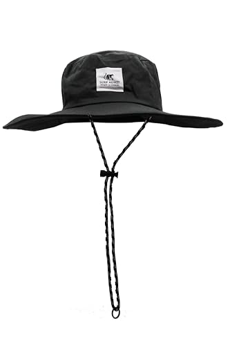 Surf Monkey Gorro de Pescador ala hancha Boonie Hat, Talla Única, Hombre/Mujer (FR/ES, Letras, Talla única, Negro)
