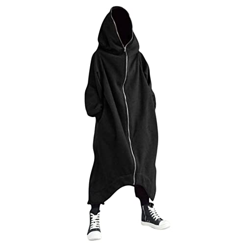 WUAI-Men Baggy Romper Zip Up One Piece Jumpsuit Pajamas Casual