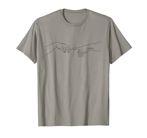 Minimalist line art hands Michelangelo Creation of Adam Gift T-Shirt