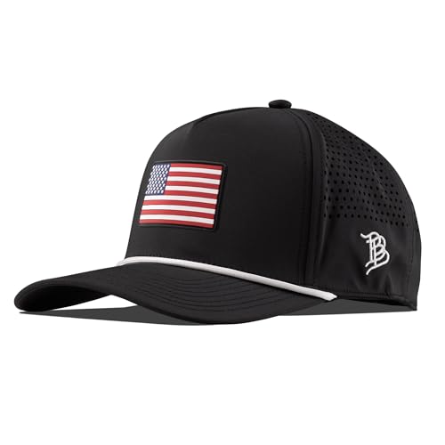 Image of Branded Bills Old Glory PVC Curved 5 Panel Rope USA Hat for Men, Baseball Cap, Adjustable Snapback