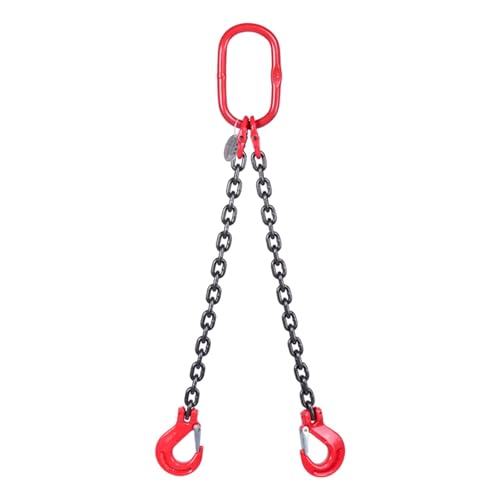 Lifting Slings Heavy Duty Chain, Chain Sling with Certified Weight Tag Dual Leg 1 3 5 7 Feet, 5/16 Inch Lifting Chains with Hooks for Cargo Contro(Load 3 Ton L 2 M (6.6 FT) 2 Hook)