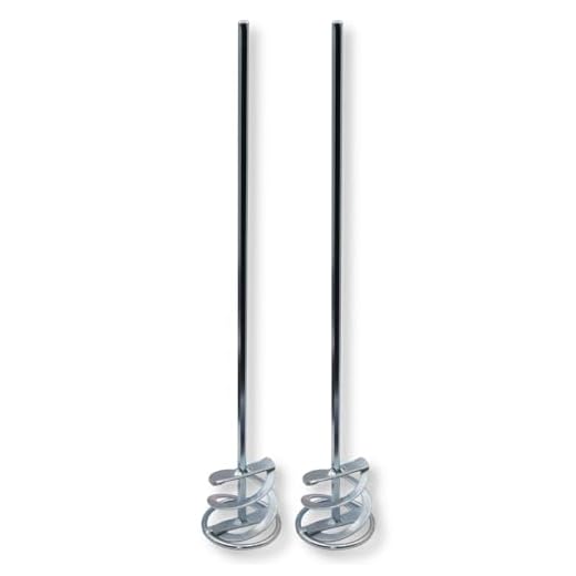 2er Set DEWEPRO Wendelrührer - Wendel-Rührstab mit Ring - 6-Kant-Aufnahme f. Bohrmaschine/Akku-Schrauber - Doppel-Spiralform - ø: 70mm / l= 400mm - Mörtelrührer, Kleberrührer, Mörtelmischer, Rührquirl