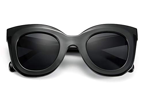 FEISEDY Retro Oversized Square Horn Sunglasses Semi Cat Eye Butterfly Glass Big Thick Bold Frame B25723