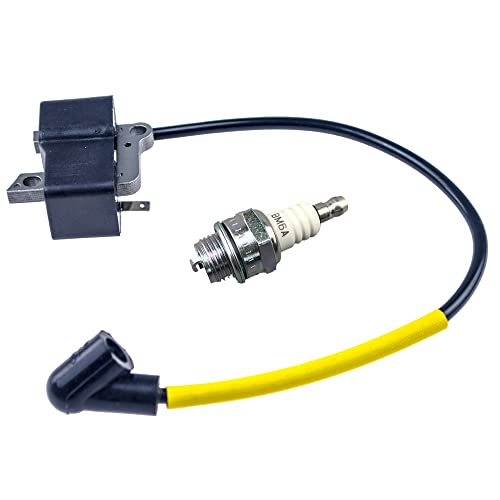 Realman Bobine d'allumage 5374187-01 avec bougie d'allumage pour débroussailleuse Husqvarna 223L 223R 323C 323L 323P 323R 323RJ 325LDX 325RJX 325RX 326AI...