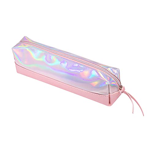 Estojo PVC e Tecido Holográfico 1 Zíper Rosa Claro, BRW