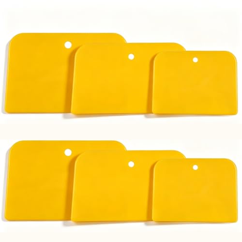 Wrzuzs 6PCS Flexible Plastic Body Filler Spreaders Reusable Auto Body Repair Putty Scrapers 4/5/6 Inch Curved Surface Applicator for Car Body Filler Putty Glaze Caulk and Home Wall Repair