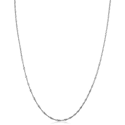 Kooljewelry 14k Solid White Gold Singapore Chain Necklace For Women - Real Gold Chain For Women (0.7 mm, 1.0 mm, 1.4 mm, 1.7 mm - Sizes from 14 to 30 inch long)