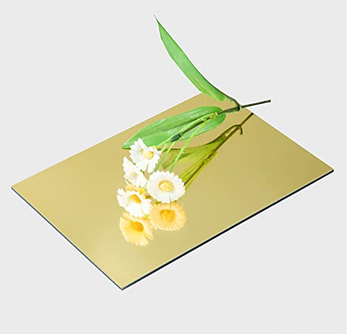 Image of 1 /8 inch Acrylic Mirror Sheet,Set of 2pcs Gold 12 inch x 12 inch Mirrored Acrylic Lucite Plexiglass Sheet (Actual Size 11.875 inch x 11.875 inch)