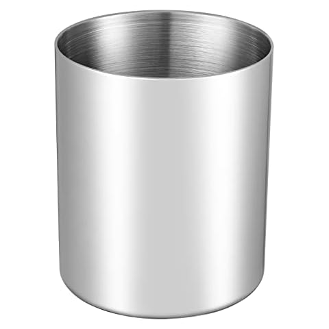 Bidponds Silver Pencil Holder for Desk,304 Stainless Steel Desktop Pen Holder,Pencil Holder,Pencil Cup,Pencil Pot, Makeup Brush Holder,Stationery Organizer Cover
