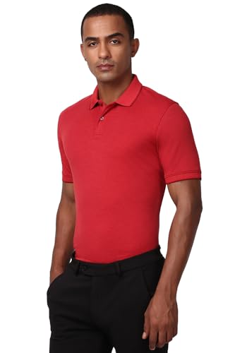 Image of Peter England Men's Premium Branded Regular Fit Half Sleeve Polo T-Shirt | Cotton Rich | Birds Eye Interlock Weave| No Pocket