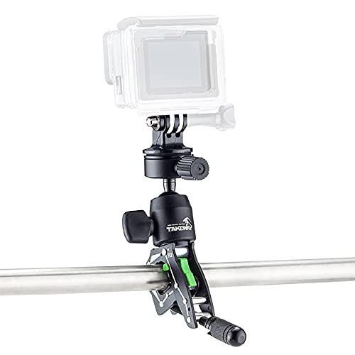 TAKEWAY Adjustable Camera Clamp Mount with 360°Rotatable Mini Ball Head and 1/4' Screew Quick Release Tabletop C Clampod Bar Clamp for GoPro/Brinno/DSLR/MILC/SLR Camera and More Action Camera