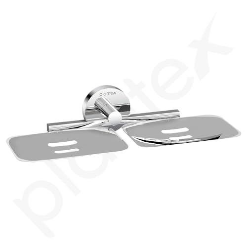 Image of Plantex Smero Pure Brass Dual Soap Holder for Bathroom and Kitchen /Soap Stand /Soap Case /Soap Dish /Bathroom Accessories - Circle(Chorme)