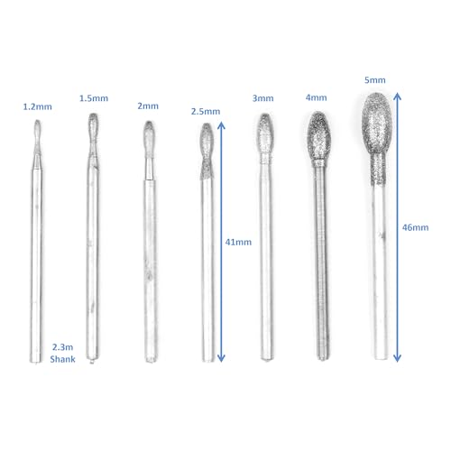 Set de 7 fresas diamantadas ovaladas 1.2mm-5mm miniatura 2