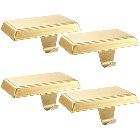 Sunshane Gold Christmas Stocking Holders for Mantel Cover