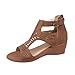 ZBYY Wedge Sandals for Womens,Cutout Open Toe Summer Party Sandals Low Heel Wedge Ankle Strap Zipper Back Sandals