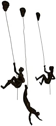 3x Adventurous Friends Bronze Female & Male Climbers Man Woman Abseiling Hanging Female Male Statues Figurines Ornaments Figures Set of 3 Climbers Wall-hanging Sculpture Wall Art Bungee Jumper
