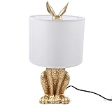 ATOLOMOTOR Modern Golden LED Rabbit Lamp with E27 Bulb,Bedroom Bedside Lighting FixturesTable Lamp for Office Living Room Dining Room Desk Night Light