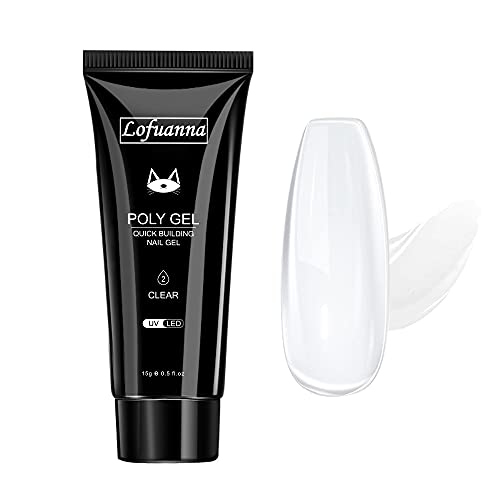 lofuanna Poly Nail Extension Gel 15ML Color Poly Nail Gel Builder Enhancement Nail Thickening Acrylic Extension, Professional Technician Tool Nail Art Salon Nail Easy DIY at Home (clear)