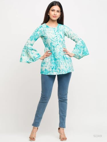 Image of Yash Gallery Women's Cotton Tie and Dye Straight Top