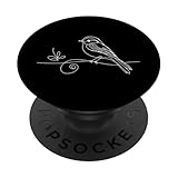 Line Art Bird & Ornitólogo Papamoscas de lado de olivo PopSockets PopGrip Intercambiable