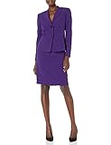 Zwei Knöpfe Le Suit Damen Two Button Wing Collar Crepe Slim Skirt Suit Kostüm (Set mit Rock und Blazer), Pflaume, 52 Mehr