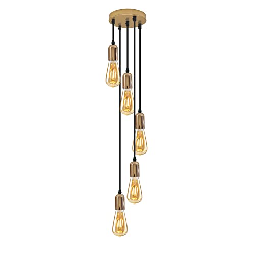 Image of DC VOLTAGE 5-Head Adjustable Pendant Light – French Gold Metal Ceiling Lamp, DIY Hanging Chandelier for Dining, Bedroom & Loft Spaces