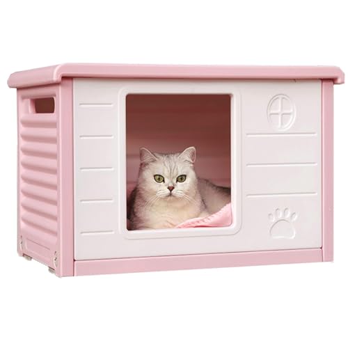 ペットハウス通気性犬舎、ペットハウス 猫、屋外、犬防風 防雨 換気 、さびない 、組立簡単、 洗えるド 、四季通用、 家庭/テラス/裏庭/室内/屋外用 (ピンク)