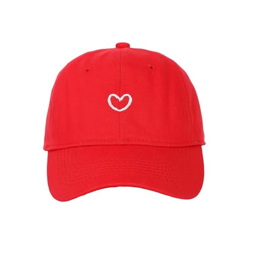 Generisch 2026 - Gorra de béisbol con bordado de corazón, parte superior suave, gorra de papá ajustable para hombres y mujeres, informal, para uso diario al aire libre, gorra 45, rojo, talla única