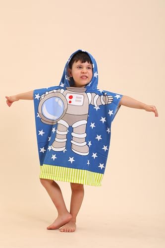 Image of TEHALK Kids Hooded Beach Towels, Soft & Absorbent, Quick Dry, Machine Washable, Astronaut1 Pattern, 24 inch x 24 inch Rectangular, 1 Count