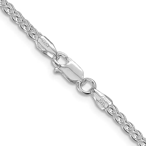 2.5Mm Rhodium Plated Sterling Silver Solid Round Spiga Chain Necklace, 36 Inch #TOP1