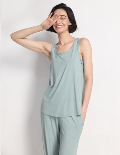 GYS Pajama Set for Women Bamboo Viscose U Neck Tank Top and Pants Soft 2 Piece Sleepwear Sets - Image 4