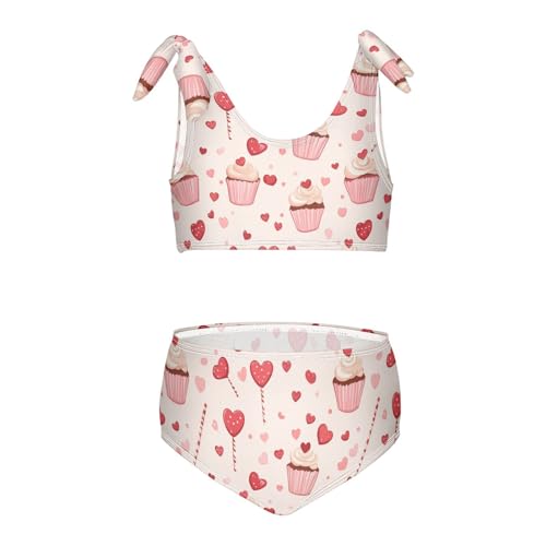 Wusikd Cupcakes Girls Swimsuits Two Piece Heart Swimwear Bikini Set for for Girls Size 3T