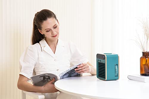 Portable Air Conditioner-4000mAh Rechargeable Office Air Conditioner in Three Speeds&Spray Speed,Portable Evaporative Cooling Fan with Spray for Home Bedroom Office Car (green)