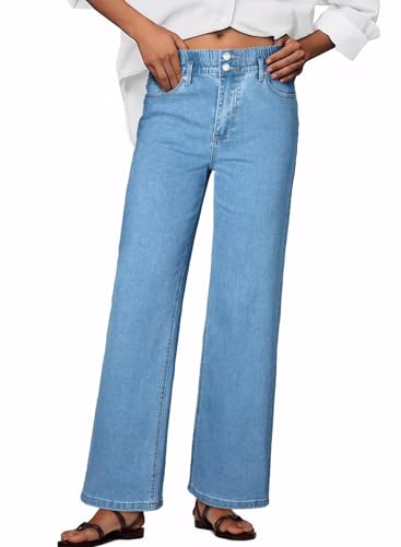 Astylish Fashion Women's Wide Leg Jeans High-Waist Fall Outfit 2025 Denim Stretch Casual Pants